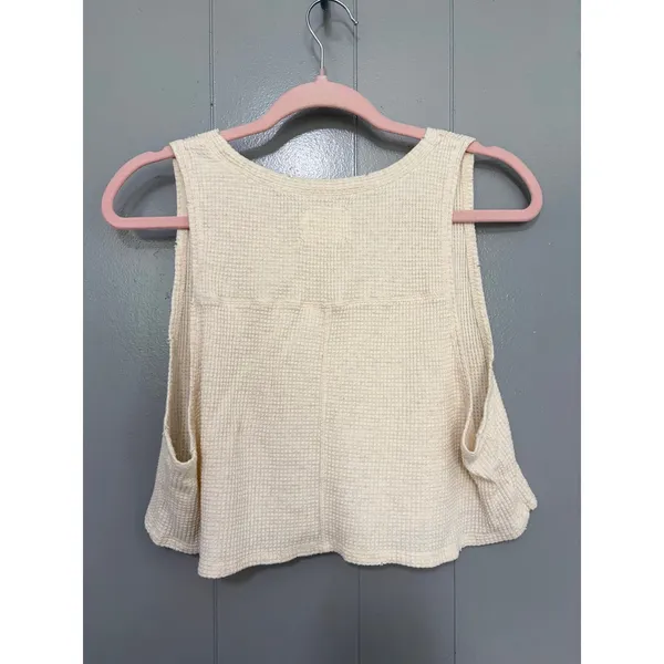 Offline by Aerie Wow Waffle Knit Cream Chihuahua Distressed Crop Tank Top M - Image 4