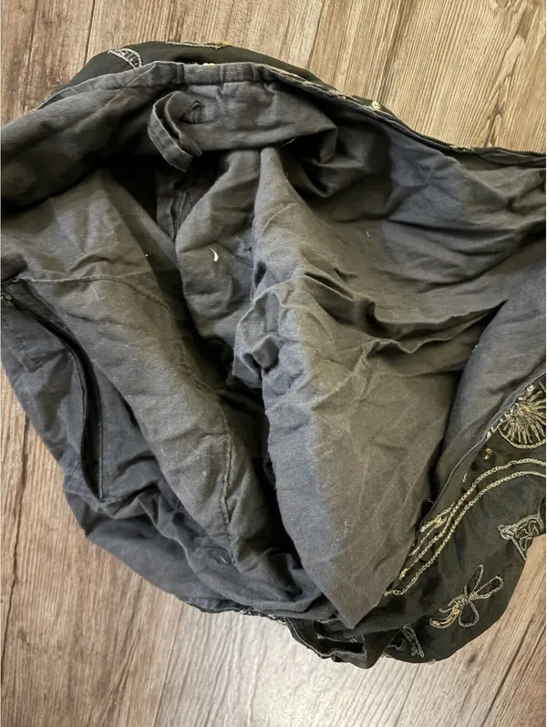 Black Embroidery Slouchy Hobo Bag Sequin Accents Boho - Image 3