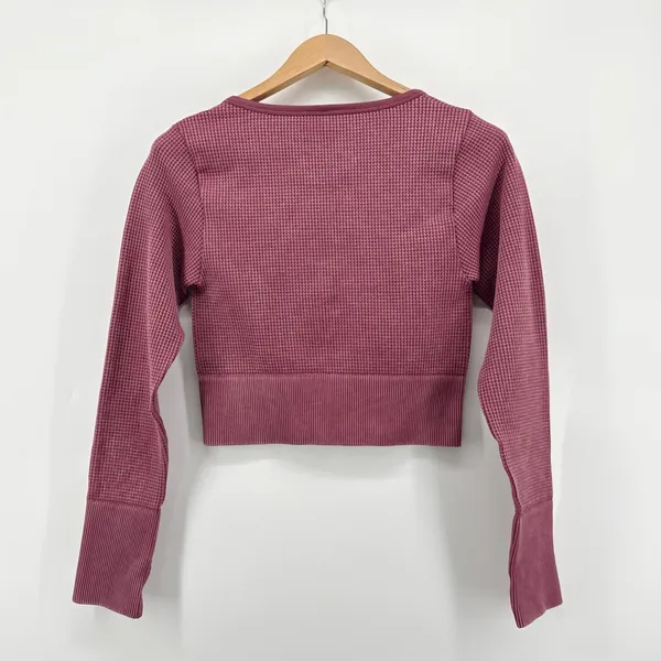 Aerie Main Squeeze Seamless‎ Waffle Crop Henley Large Long Sleeve Thumb Hole - Image 5