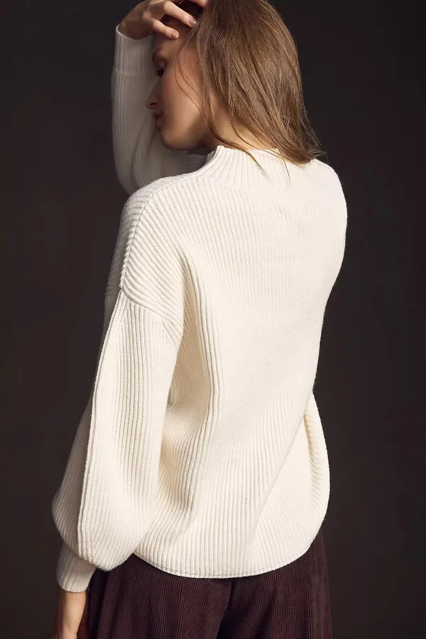Anthropologie Maeve Balloon Sleeve Ribbed Mock Neck Sweater - Image 2