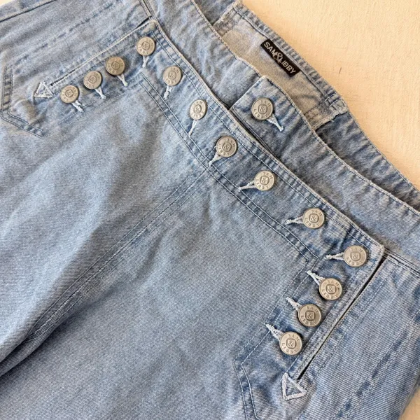 Sam & Libby Vintage 90s Wide Leg‎ Sailor Jeans Light Wash Lace Up Back 32 - Image 7