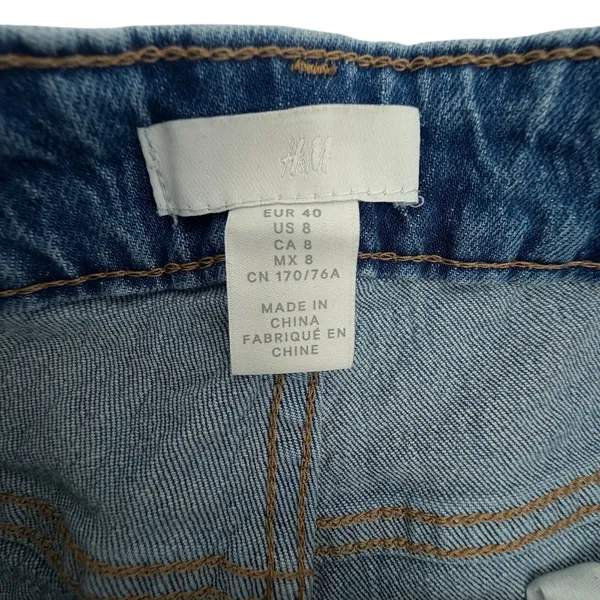 H&M Distressed Denim Cutoff Shorts Blue Wash Raw Hem M 8 - Image 2