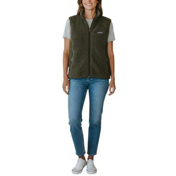 PATAGONIA Synchilla Classic Retro-X Fleece Vest Women M Green Outdoor Camping - Image 2