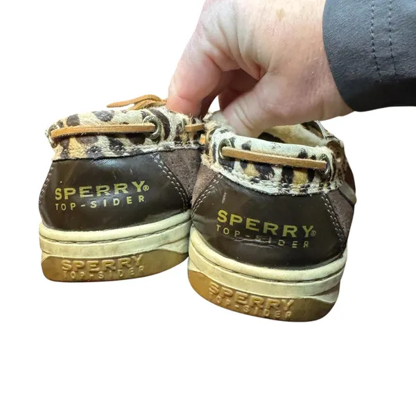 Sperry Top-Sider Boat Shoes Womens Size 8.5 Brown Leopard Faux‎ Fur Lined - Image 7