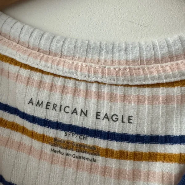 American Eagle Adorable Pastel Striped Bodysuit‎ Short Sleeve - Image 3