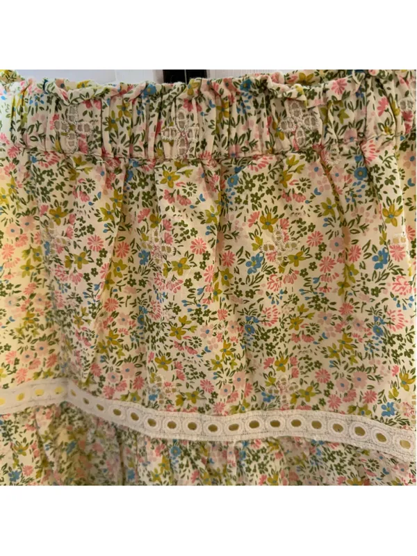 Vintage retro mini skirt floral eyelet lace fairy coastal cowgirl boho festival - Image 15