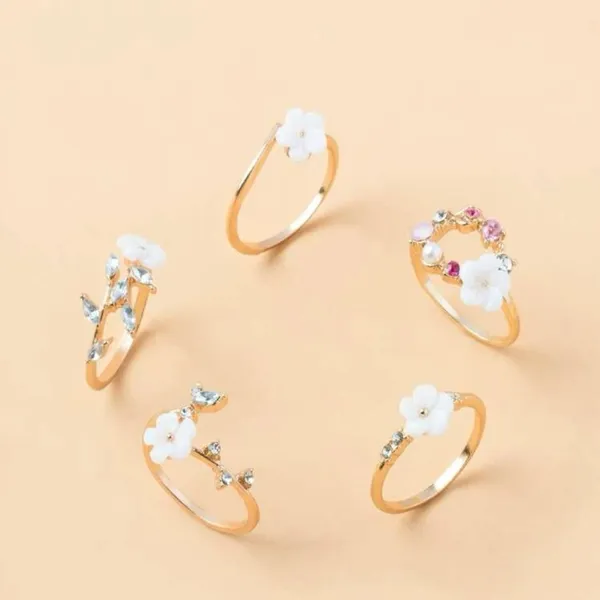 5 piece flower rings - Image 3