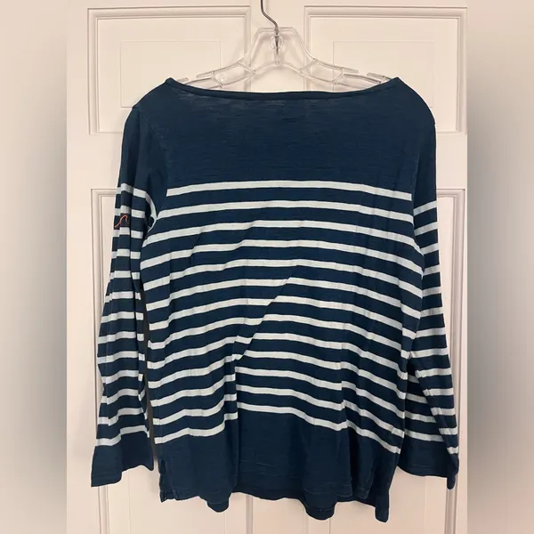 Faherty Boatneck Jersey Top Navy/White Small - Image 5