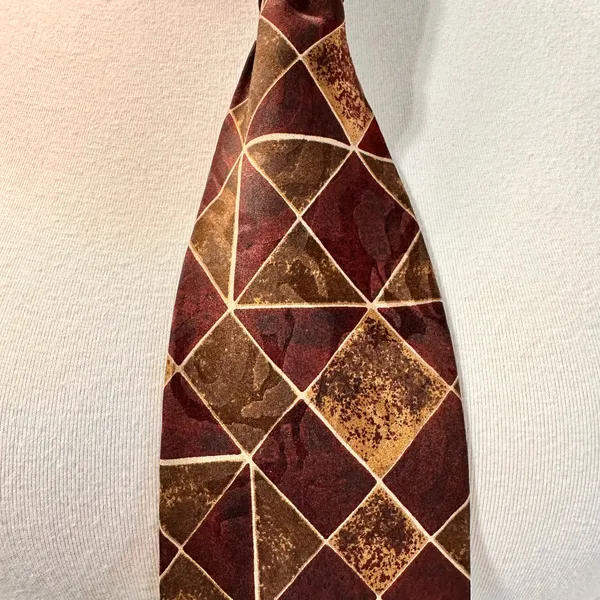 Robert Talbott Studio Mens Tie Geometric Brown Multicolor Necktie Vintage Cravat - Image 4