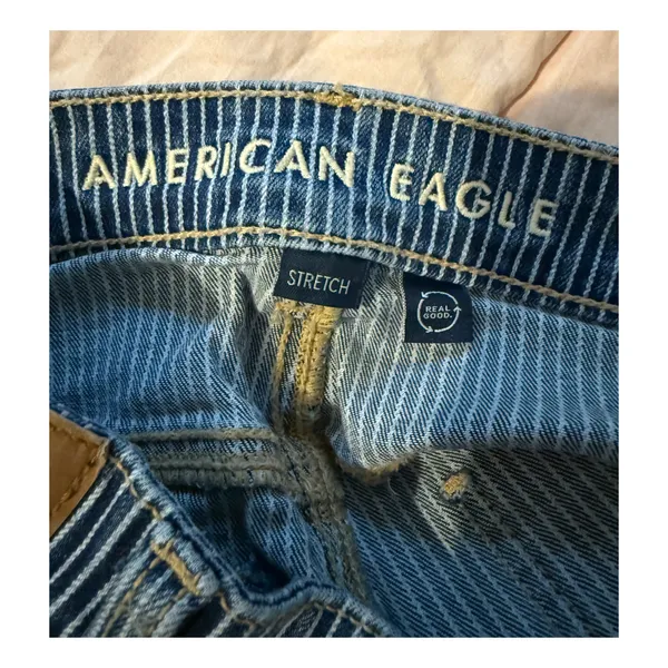 American Eagle Jeans Womens Size 10 Baggy Straight High Rise Pinstripe 32x28 - Image 4