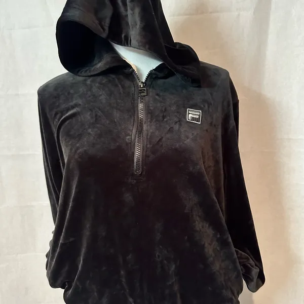 Fila Black Velour Women's Hoodie - Image 3