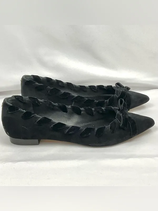 Kate Spade Ruffle Bow Flats Sz 8.5 Shoes Kalani Suede Pointed Toe - Image 3