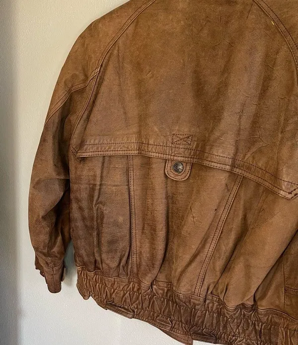 [G-III Global Identity] Vintage Brown Bomber Leather Jacket-Medium - Image 4