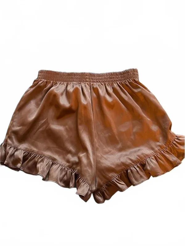 Nasty Gal Brown Ruffle‑Hem Casual Shorts Women’s 6 - Image 3
