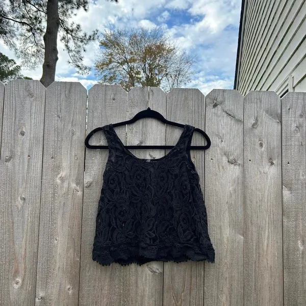 Black floral lace tank small whimsyGoth‎ spring summer fairy - Image 4