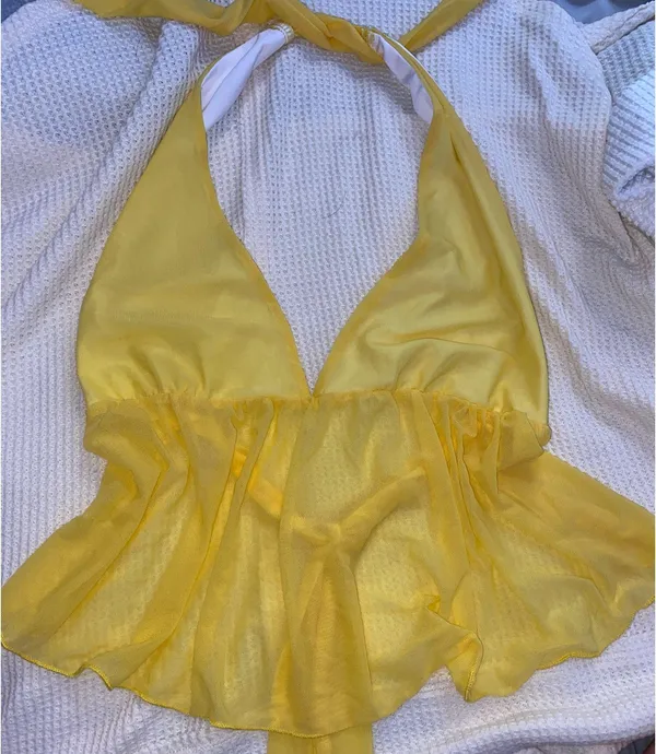 Yellow Sheer Tie Top - Image 2