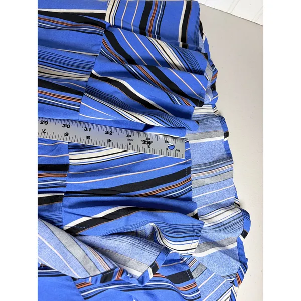 Band Of Gypsies Blue Striped Faux Wrap Dress Flutter Sleeve‎ Ruffle Hem L - Image 12