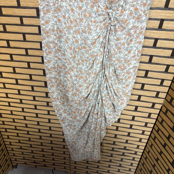 Wild Fern Pale Pink Floral Ruched Dress‎ Size Large - Image 4