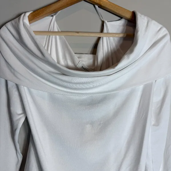 Babaton Aritzia Streamline Top Drapey Jersey Off the Shoulder Women XL White NWT - Image 7