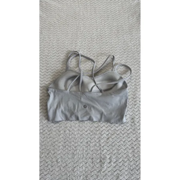 Lululemon Free To Be Serene Sports Bra Light Gray Strappy Back Yoga Size 6 - Image 2