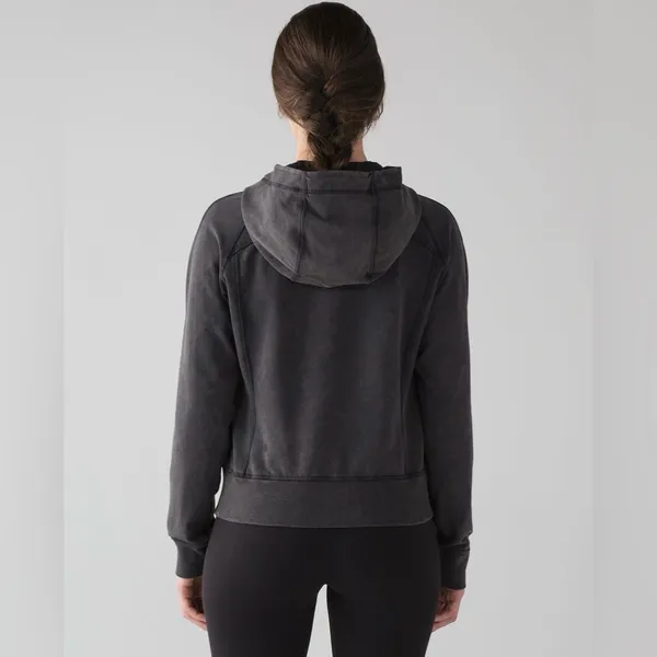 Lululemon Women’s Loop Zip Up Hoodie Acid‎ Rubber Dye Black Size L - Image 2