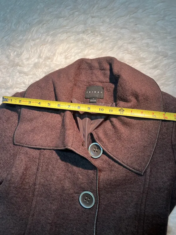 Women’s TRIBAL Wool Blend Coat: brown with Jaguar Print Size:4 - Image 11