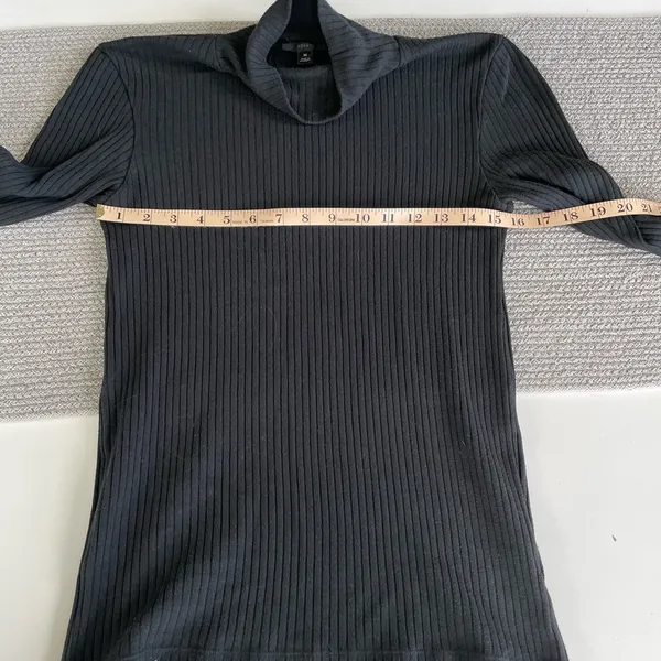 Vintage 90s J. Crew Black Ribbed Mockneck Long Sleeve Top Size Medium - Image 6