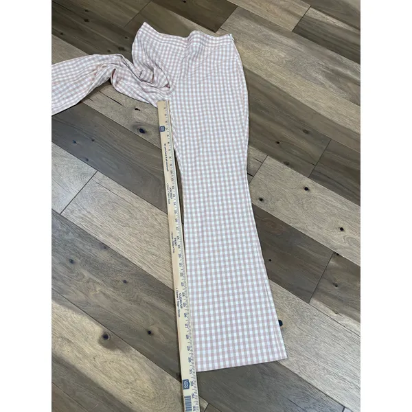 Alex Marie Pants Size 4 White Pink Gingham Lightweight Flare Leg Side Zip - Image 7