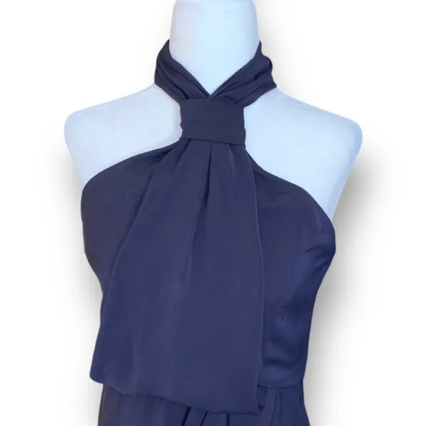 Shona Joy Revolve‎ Knot Draped Halter Dress Navy Blue Maxi 4 Cocktail Formal - Image 5