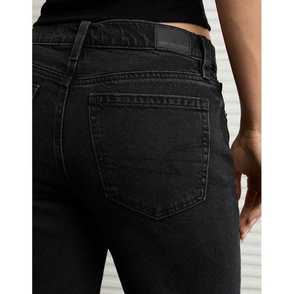 American Eagle High Waisted Cuffed Stovepipe Jean Womens 8 Black Classic Denim - Image 7