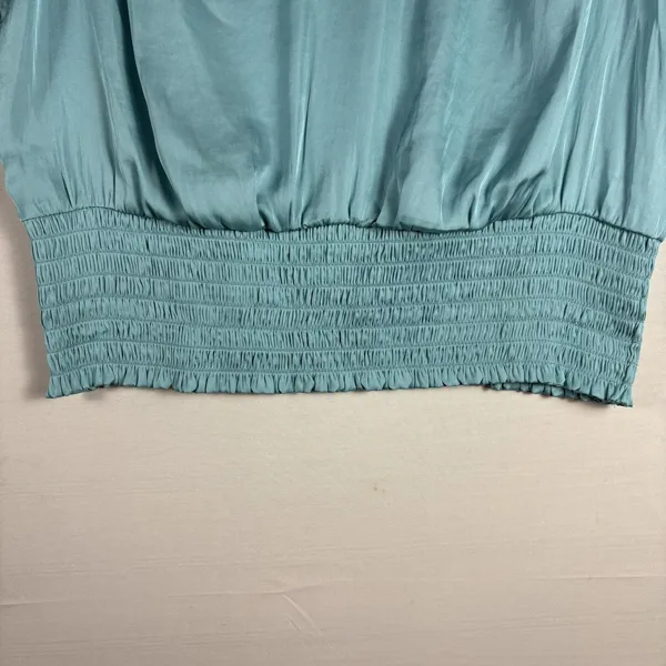 Philosophy women pullover shirt aqua short sleeve vneck gathered light fun Small - Image 4