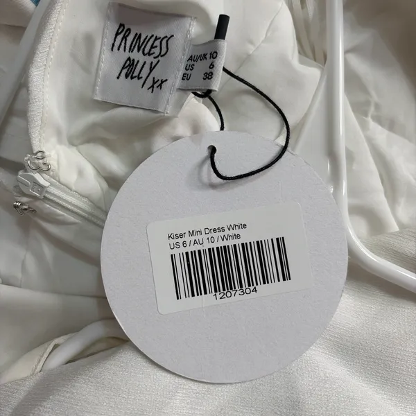 Princess Polly Kiser White women’s size US6 Mini Dress Deep V Fit Flare NWT(E15) - Image 9