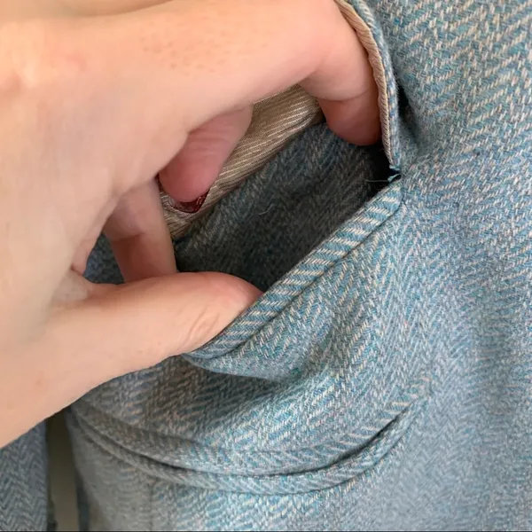Façonnable Sky Blue Wool Blend Herringbone Jacket - Image 3
