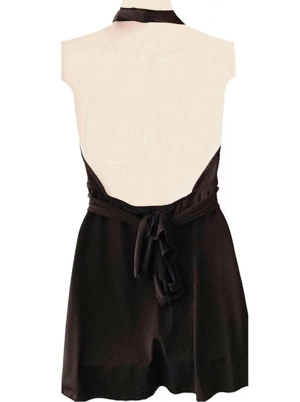 Forever 21 Black Shirred Tie Waist Halter Size M - Image 2