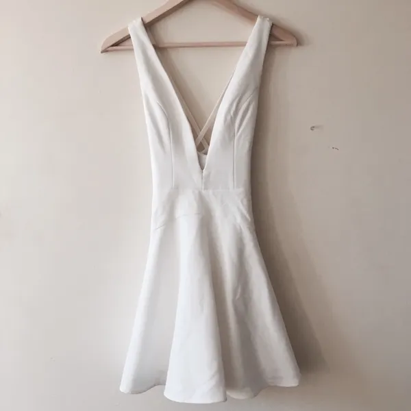 NBD x Revolve Ride or Die Dress Skater S Plunge White - Image 5