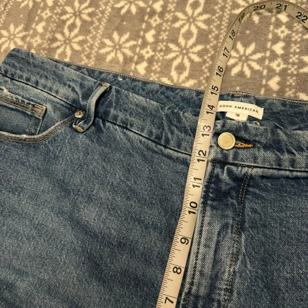 Good American The Weekender Indigo Wash Raw Hem Jean Size 18 Minimalist Casual‎ - Image 10