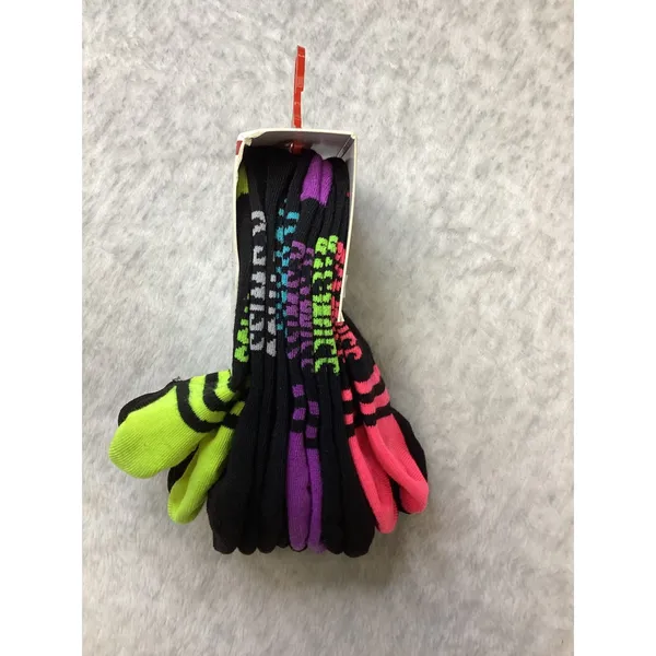 K-Swiss Womens 6 Pair No Show Foot Liner Socks Black Neon Silicone Tab KSSKL0174 - Image 2