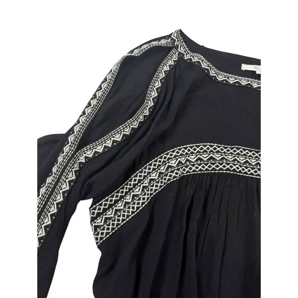 Miss Me Black Embroidered Cold Shoulder Peasant Blouse Size Medium - Image 4