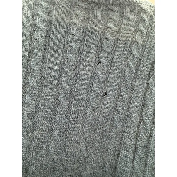 ATM Cable Knit Turtleneck Sweater Women's Small Navy Blue Pullover Cozy FLAWED‎ - Image 6
