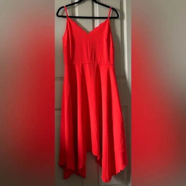 Ted Baker Autumn Wedding‎ Guest Asymmetric Hem Dress Coral Orange Sz 3 - US 8 - Image 13