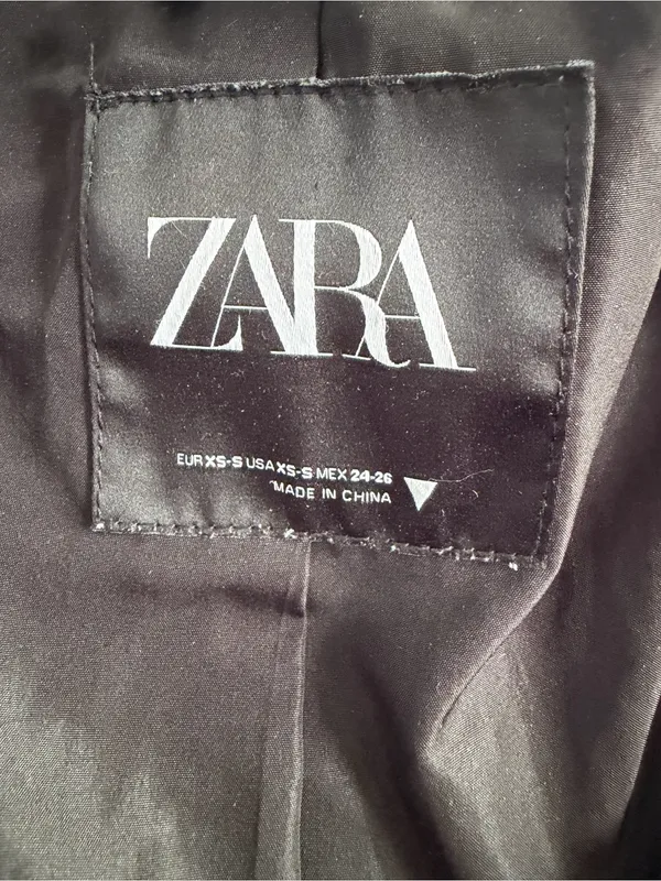 ZARA Black Faux Leather Snap-Front‎ Cropped Jacket Oversized - Image 2