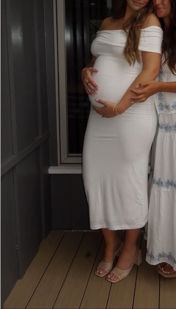Bumpsuit The Bianca Maternity Dress White Size L - Image 5