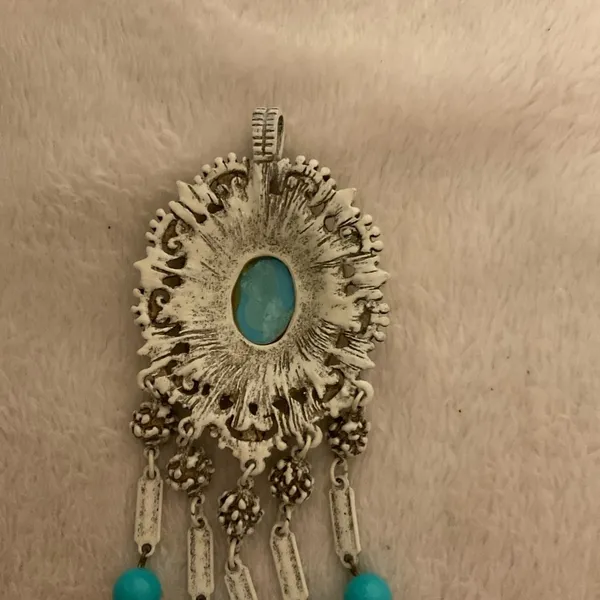 Turquoise and Silver Bohemian Brooch - Image 6