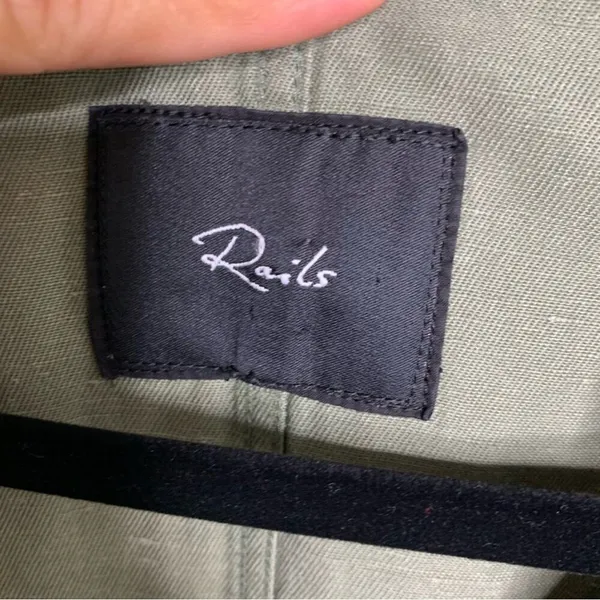 Rails linen blend double breasted green military utility jacket size large‎ - Image 6