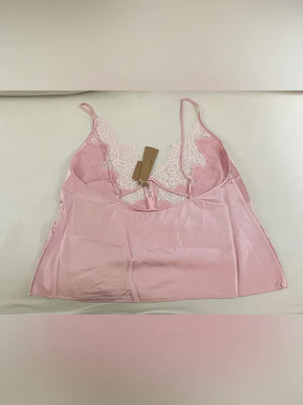 Skims SILK Lace-Trim Pink Cami Top Peony Tonal Size M NWT ( top only) - Image 5