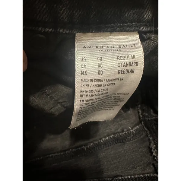 American Eagle‎ Strigid Mom Short Black Distressed Raw Hem Denim Shorts Size 00 - Image 7