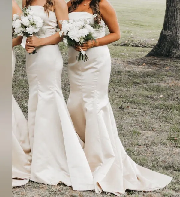 Hebeos Strapless Champagne Dress with Train - Image 2