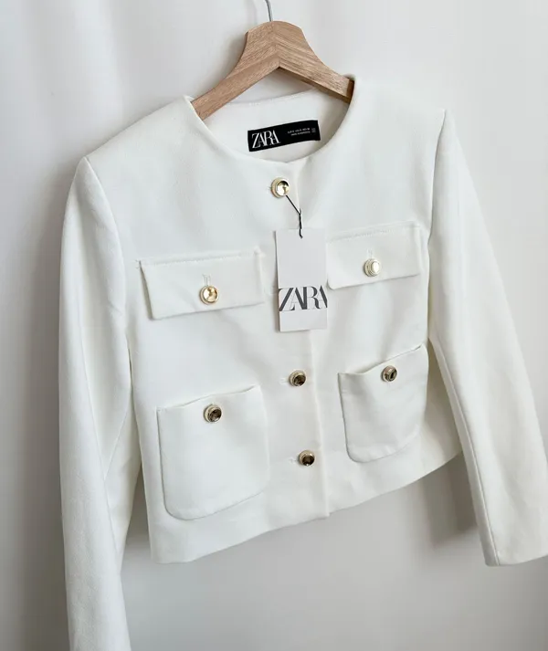 blazer jacket white golden buttons office suit coat business casual - Image 7