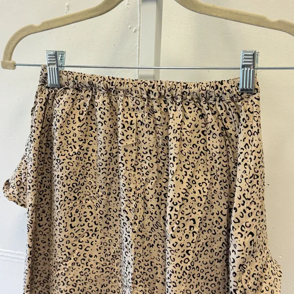 Japna Joyous & Free Leopard Print Ruffle‎ Mini Skirt Tan Black XS Rayon Summer - Image 4