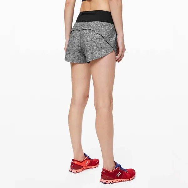 Lululemon Speed Up Short Long 4" Heather Gray Black Women's Athletic Shorts 8 - Image 2